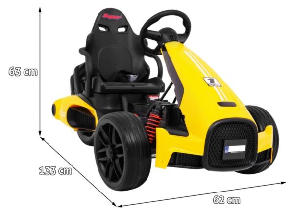 Kart electric pentru copii 12 volti „Bolid XR-1” cu 3 roti (9939) Galben