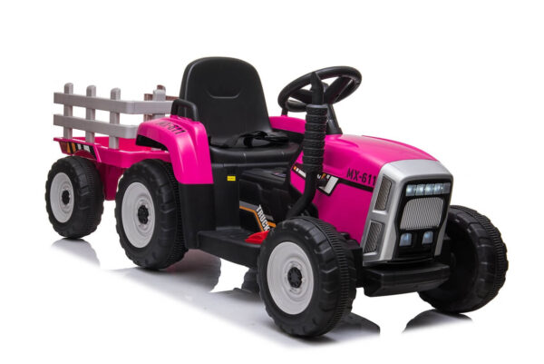 Tractor electric cu remorca pentru copii BLOW TRUCK roti EVA (MX-611) Roz