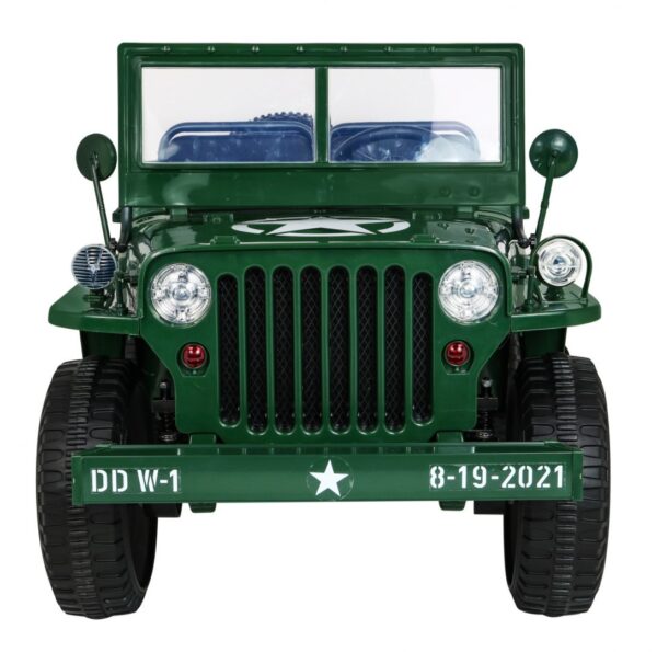Masinuta electrica pentru copii JEEP Militar POWER 24 Volti cu 3 locuri 4×4 (101) Verde inchis