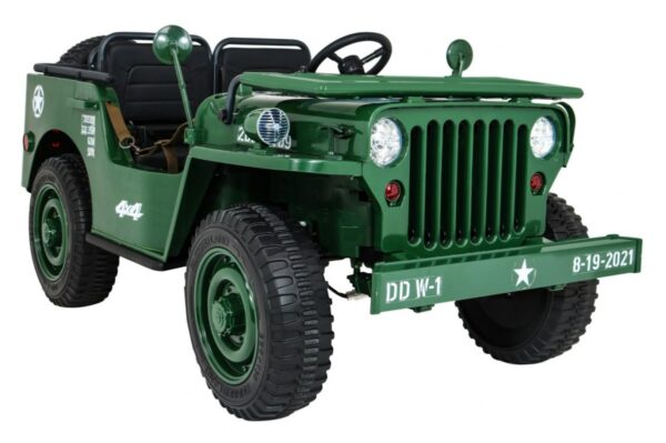 Masinuta electrica pentru copii JEEP Militar POWER 24 Volti cu 3 locuri 4×4 (101) Verde inchis