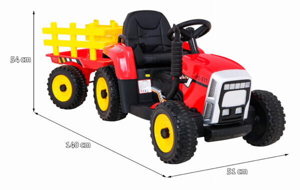 Tractor electric cu remorca pentru copii BLOW TRUCK LUX roti EVA (MX-611-LUX) Rosu