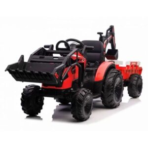 Tractor excavator electric pentru copii cu remorca 720-T Lux (2068) Rosu