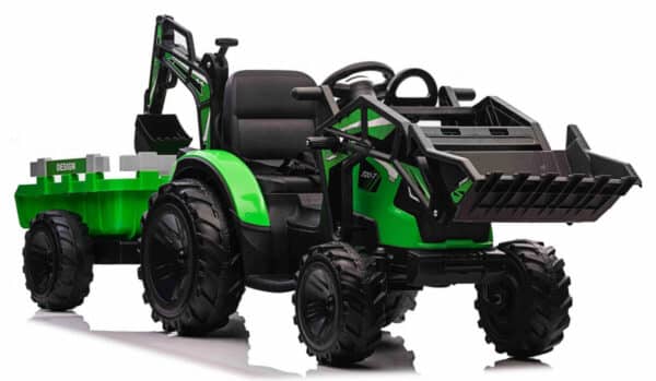 Tractor excavator electric pentru copii cu remorca 720-T Lux (2068) Verde