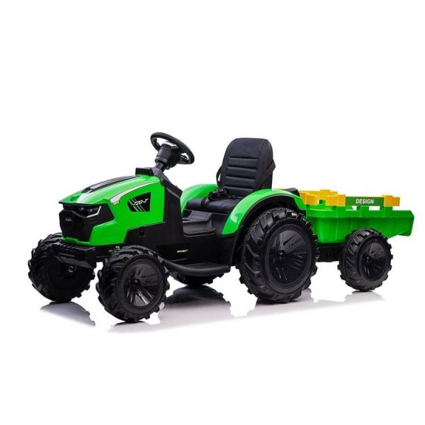 Tractor electric pentru copii cu remorca 720-T Lux (2068) Verde